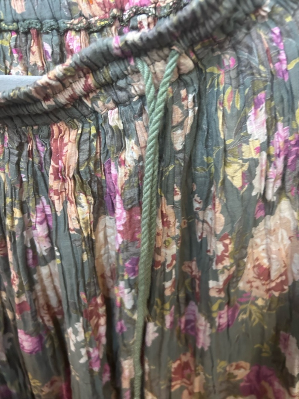 Pleated Floral Maxi Skirt in Sage Green - Picture 4 of 4